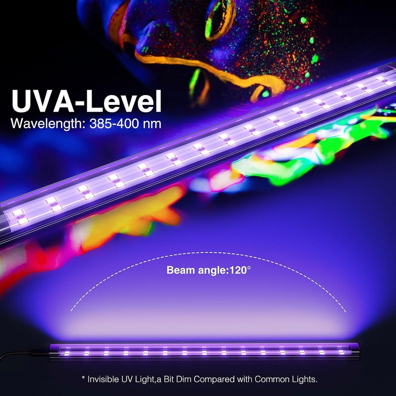 Onforu 4 Pack 10W LED Black Light Bar, 1ft, USB Blacklight Tube, Blacklight Bars with Switch, Black Light for Fluorescent Tapestry Poster, Cabinet, Glow Party, Halloween, Classroom, Body Paint - Image 2